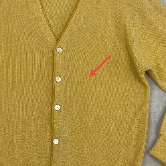 Vintage Arnold Palmer Robert Bruce Mens L Cardigan Sweater 70s Cream Made USA - Picture 7 of 12